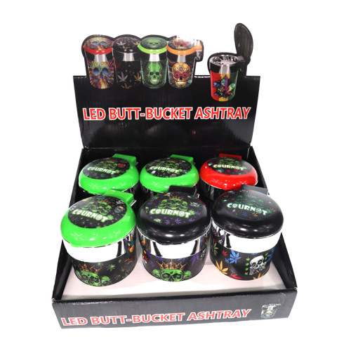 LED BUTT BUCKET ASHTRAY 6CT/DISPLAY - ASSORTED DESIGN